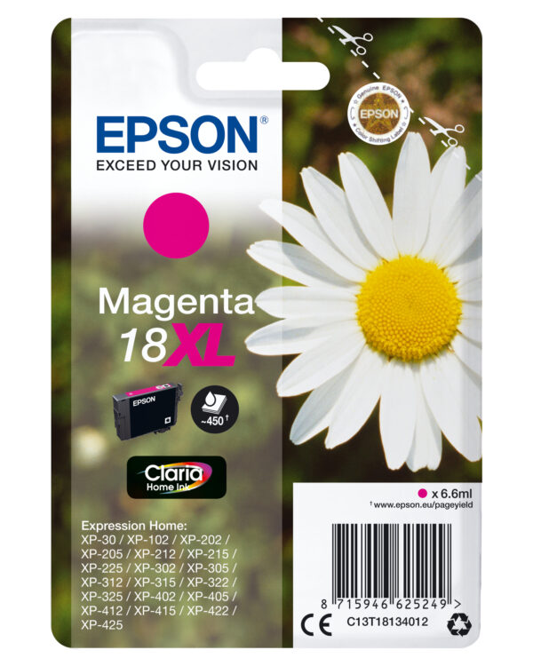 C13T18134012 Epson Daisy Singlepack Magenta 18XL Claria Home Ink