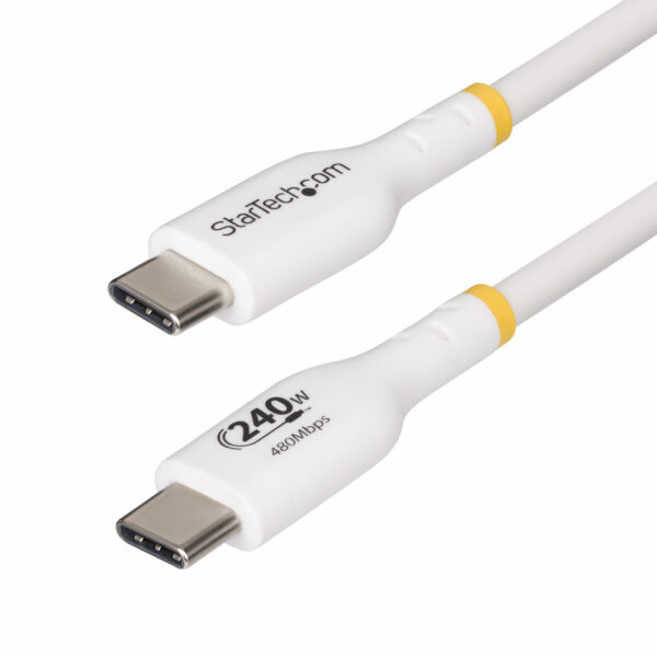 USB2EPR3MW StarTech.com 3m White USB-C Charging Cable, USB-IF Certified USB C Cable, 240W PD EPR, USB 2.0 Type-C Laptop Charger Cord, USB-C Data Transfer Cable, TPE Jacket